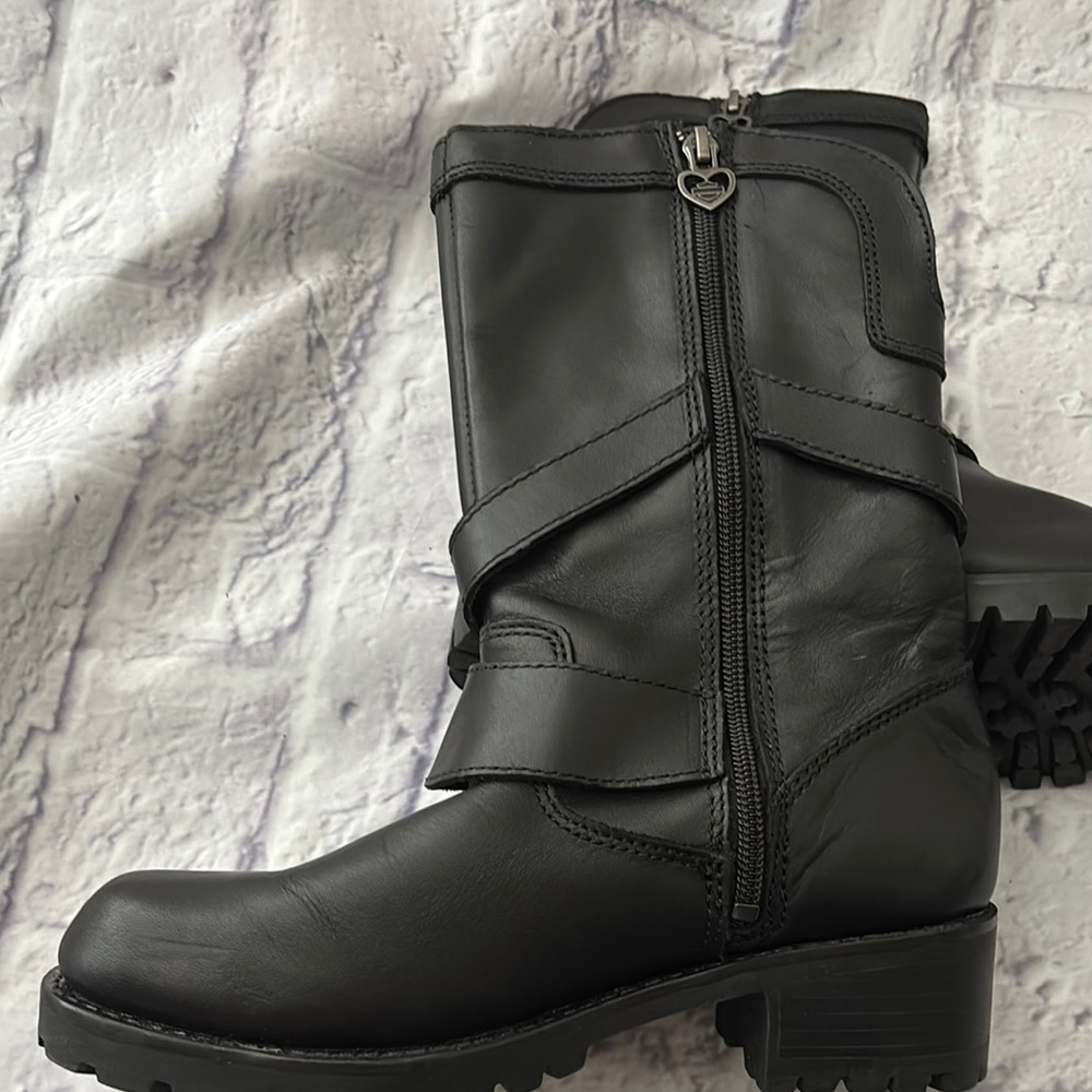 🔵 “NWOT” HARLEY-DAVIDSON Black Leather Motorcycle Boots - Picture 10 of 13
